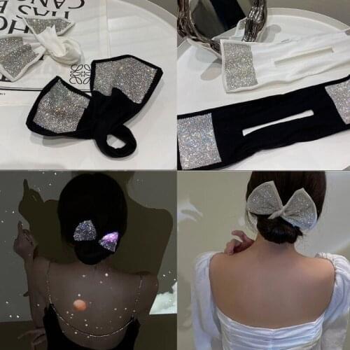 Elegant Deft Bun French Twist Hairstyle Bun Former Lightweight Rhinestone Cloth Gorgeous Hair Bands Summer Hot Item