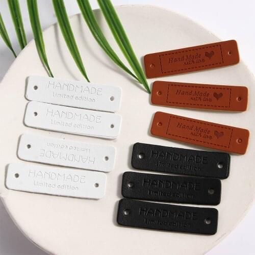 Limited Edition Hand Made PU Leather Labels Tags For Handwork Gifts Leather Handmade Clothes Shoes Sewing Accessories