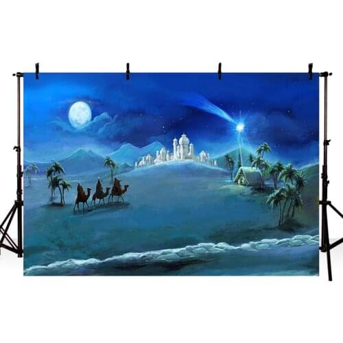 Avezano Backdrops Nativity Scene Christian Jesus Birth Church Night Moon Photography Backgrounds For Photo Studio Props Decor