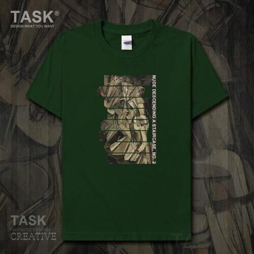 World famous painting series t-shirt Marcel Duchamp New Art Painting Nude Descending a Staircase Short sleeve clothes cotton new