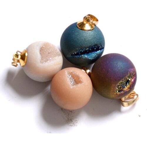 Crystal Cave Necklace Crystal Stone diy Pendant Nantural Agate ball crystal