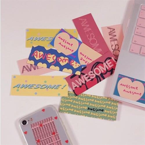 Ins Pink Series Simple Words Heart Decorative Sticker Cute Girl Laptop Mobile Phone Shell Sealing Stickers Diy Kawaii Stationery
