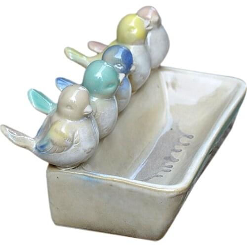 Ceramic Bird Food Dish Bird Feeder Gardening Decor