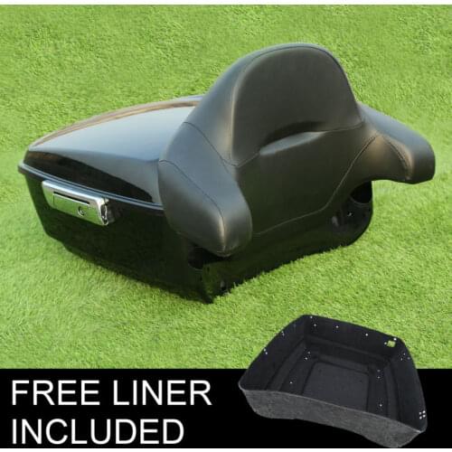 King Pack Trunk w/ Backrest Pad For Harley Tour Pak Touring Electra Street Road Glide Ultra-Classic FLT FLHT FLHTCU 14-19