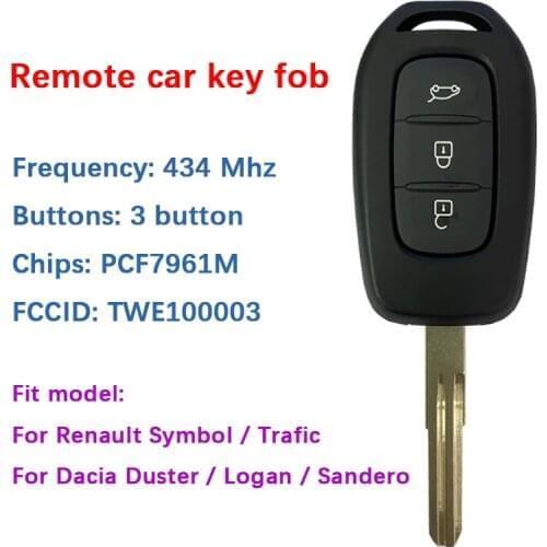 CN010063 Original 3 Button Renault Symbol Trafic Dacia Duster Logan Sandero 2012-2018 Key with PCF7961M FCCID NSN14