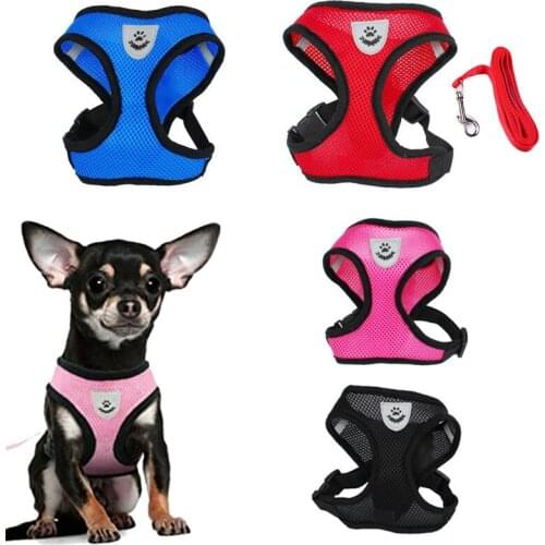 Breathable Mesh Pet Harness And Leash Set Adjustable Soft Harnesses Vest For Small Medium Dogs Outdoor Walking Dog Chest Strap