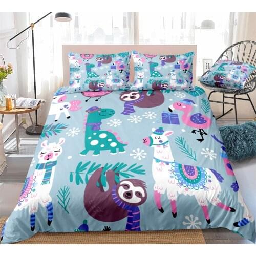 Animal Bedding Set for Kids Cartoon sloth Home textiles Alpaca Duvet Cover Set Cartoon Bed Sets Drop