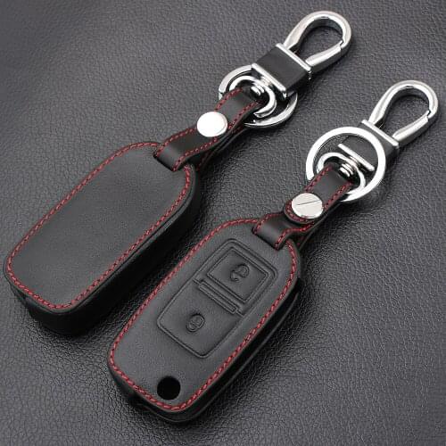 2 Button Leather Flip Rubber Car Key Cover Case For Volkswagen VW Amarok Polo Golf MK4 Bora Jetta Altea Alhambra For SKODA Seat