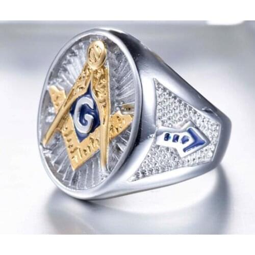 Newly Designed Masonic Freemason Ring Titanium 316L Rings Free Mason Rings Mens Fashion Jewelry Accessory Wholesale 10pcs/lot
