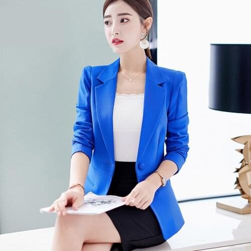 Fashion Spring Solid Women Elegant Blazer Plus Size Women Coat Suits 2020 Autumn Black Work Office Outfit Pink Blazer Women