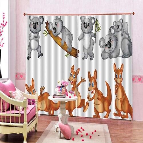 Cartoon panda kangaroo 3D Curtains Custom any size For Living Room Bedroom Blackout Curtains