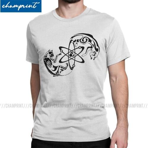 Unique Schrodinger Cat T-Shirts Men Crewneck T Shirts Quantum Mechanics Physics Science Physical Geek Nerd Tees 6XL Clothing
