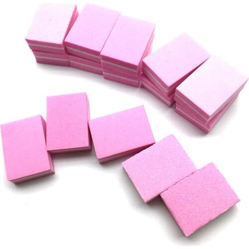 20pcs/lot Disposable Sponge Nail File Sandpaper Nail Polishing Buffing Blocks Pink Pedicure Manicure Nail Accessories Tools Set