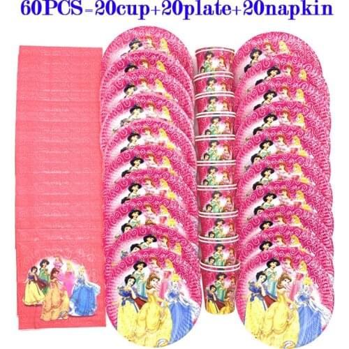Disposable Tableware Set For Girls Birthday Princess Party Decoration Snow White Cup Plate Napkin Party Supplies Set Baby Shower