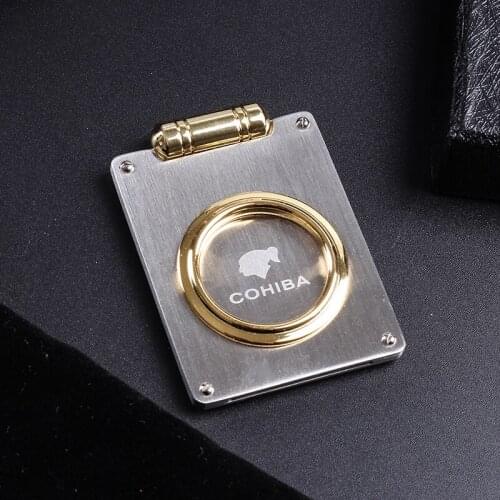 New 1pcs Square Cigar Cutter Single Blade Plated Pocket Gadgets Zigarre Cutter Knife Cuban Cigars Scissors Cigar Accessories