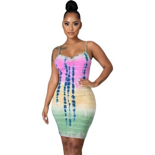 2021 New Summer Women Color Pattern Sleeveless Split Hip Slender Slim Fit Sexy Print Dress сарафаны женские летние motel rocks