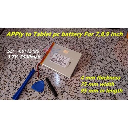 The New Battery 5500mAH Li-ion Tablet pc battery For 7,8,9 inch tablet PC 3.7V Polymer lithiumion Battery With High Quality