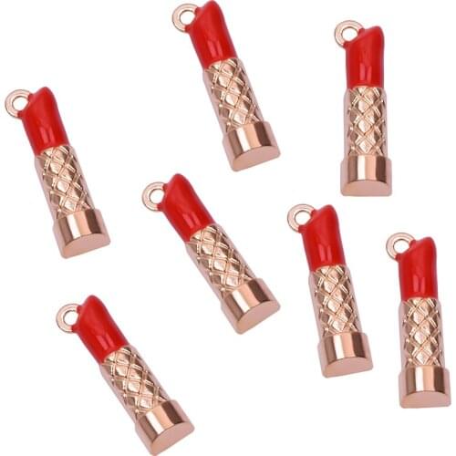 20Pcs New Lipstick For Women Charm Enamel Jewelry Making Fashion Earring Pendant Bracelet Necklace Handmaking Charms