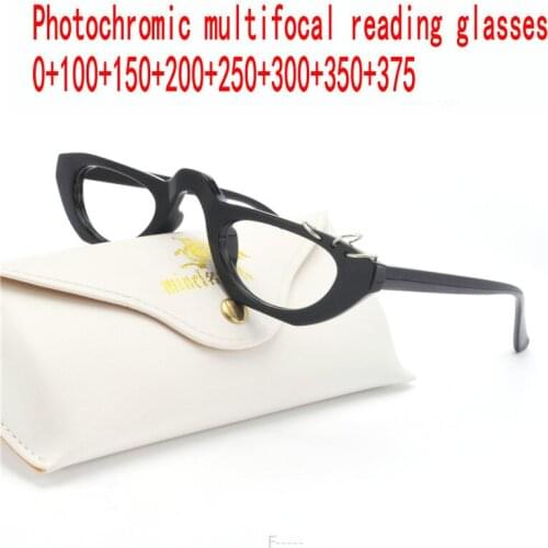 Square Progressive Multi Focus Reading Glasses Diopter Transition Sun Photochromic Reading Glasses with box FML