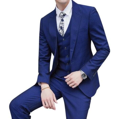 2018 Autumn Mens Fashion Suit Men Suits 3 piece men suits Brand Clothing Wedding Dress Formal Prom Suits Mens (Vest+Coat+Pant)
