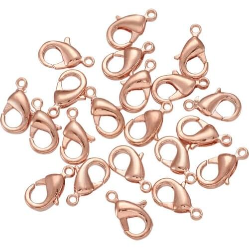 Pandahall 20pcs Rose Gold Brass Metal Lobster Claw Clasps Hooks Bracelet End Connectors For Jewelry Making DIY Necklace 12x7x3mm
