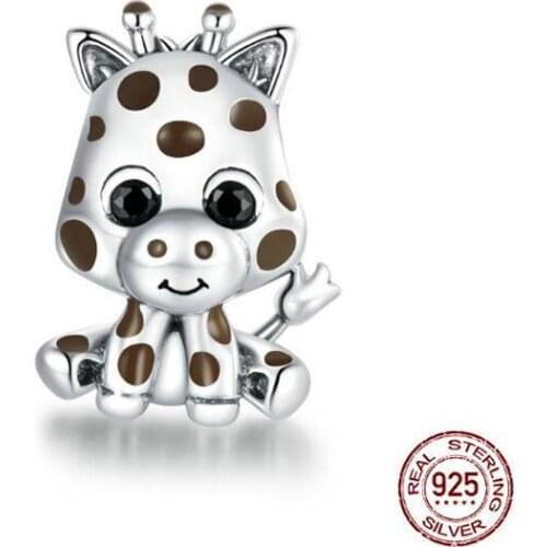 Authentic 925 Sterling Silver Baby Giraffe Charm for Original Silver DIY Bracelet or Bangle jewerly Making Dropshipping