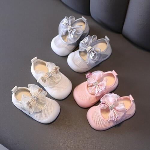 New Spring Summer Baby Casual Shoes For Girls Princess Shoes Butterfly-knot Soft Sole Infant Outdoor Non-slip Toddler Baby Shoes