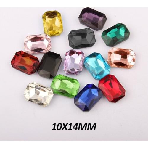 Sale Direct Selling Glass Bags Pointback Stone10x14mm Rectangular Octagonal Stone 16 Colors Optional 60pcs Free Shipping
