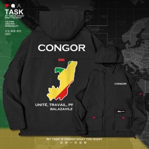 Congo Republic COG Congolese men jacket hooded map nation flag mens long sleeve clothing trench coat men mens clothes autumn