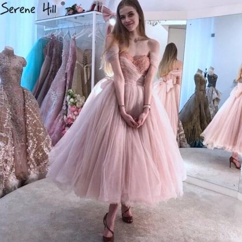 Serene Hill Pink Sleeveless Simple Evening Gowns Sweetheart Beading Ankle Length Formal Dress Design 2020 LA70702