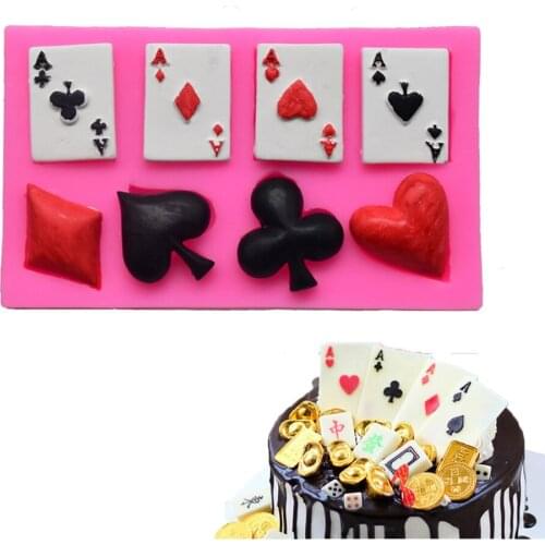 Diy Poker Cake A Poker Cookie Cute Chocolate Silicone Mold Playing Cards Mold Cake Baking Decoration Kitchen Baking Tools TW084