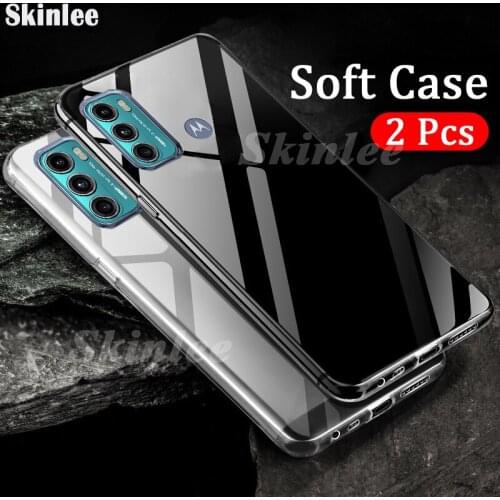Skinlee 2 pcs Cover For Moto G60 Case Transparent Clear Water Soft Cover For Motorola G60 Clear Shockproof Cases