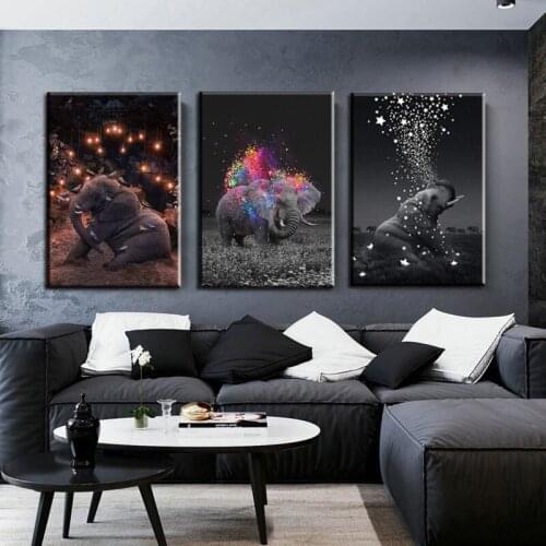 Modern Animal Graffiti Art Elephant Canvas Painting Wall Art Poster Prints Wall Pictures for Living Room Home Wall Cuadros Decor