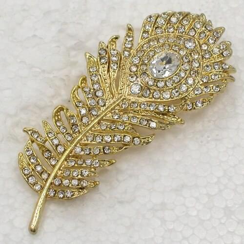 Rhinestone Feather Pin brooches C384 A2