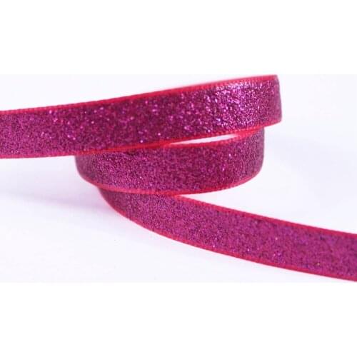 T.R RIBBON 3/8'' 9mm full glitter grosgrain polyester sparkle sprayed ribbon DIY accessaries Gift Wrap 175 shocking pink 10yards