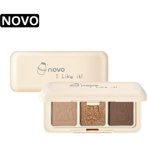 NOVO Cute Cartoon 3 Color Eyeshadow Matte Pearly Beginner Easy-to-Apply Makeup Long-lasting Non-flying Powder Natural Eye Makeup