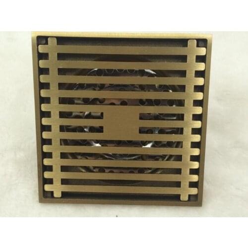 High-Quality Copper T Type Deodorant Core Floor Drain Filter Shower Room Square Grid Style Brass Drains Strain Covers Bronze