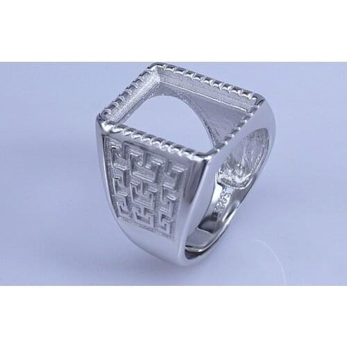 12*17mm 925 STERLING SILVER Men punk Semi Mount Bases Blanks base blank Pad ring Setting jewelry findings diy (NO STONE) A3242