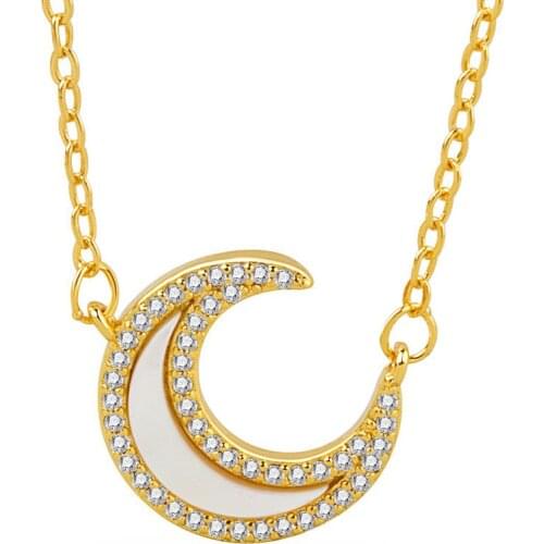 Women Moon Pendant Chain Necklace Crystal Necklace Women Lovers Necklace Jewelry Gift Party Necklace