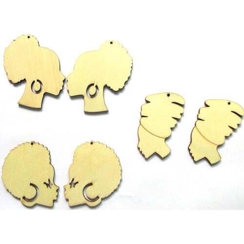 Laser Cut African Afro Head Wooden Earrings For Women can mixed 3 designs