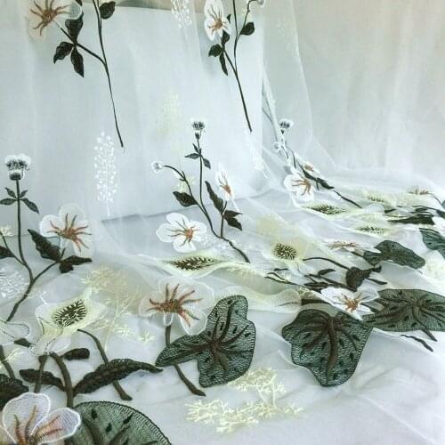 1Y/lot High grade farmhouse style flower lace embroidery sewing fabric fow dress cloth accessories