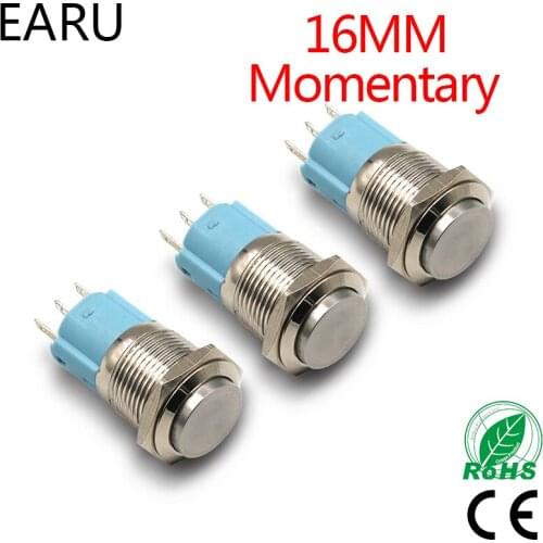 16mm Momentary Stainless Steel Metal Doorbell Push Button Switch High Head Button Switch Car Auto Engine PC Power Start Starter