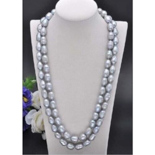2 ROW AAA 11-13MM SOUTH GRAY PEARL NECKLACE 22"-23" SHELL CLASP