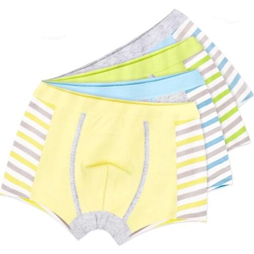2 pieces / batch childrens boxers soft organic cotton boy shorts underwear baby striped teenager underwear boy childrens under