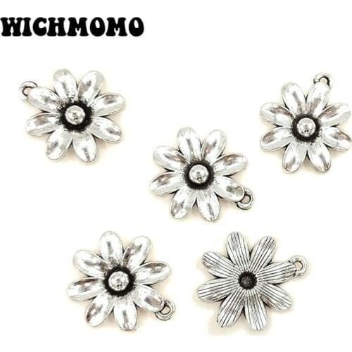 2020 New Fashion 6pcs 28*25MM Retro Zinc Alloy Big Chrysanthemums Flower Shape Charms DIY Jewelry Bracelets Earrings Accessories