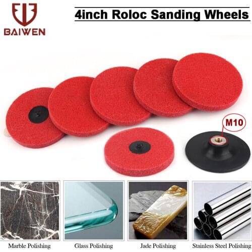 100mm 4inch Roloc Nylon Fiber Abrasive Disc Polishing Wheel Buffing Pads Non-Woven Grinding Disc For Rotary Dremel Accessories