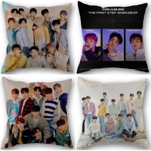 TREASURE KPOP Pillowcase Cotton Linen Fabric Square Zippered Pillow Cover For Office Family Decoration 45X45cm Eco-Friendly 1210