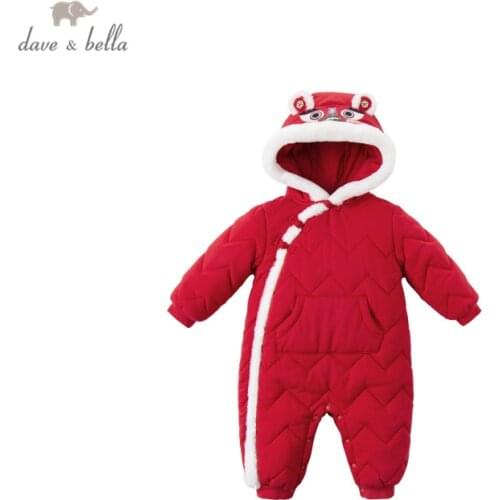 DBW16306 dave bella winter new born baby unisex Christmas cartoon jumpsuits infant toddler clothes children romper 1 piece