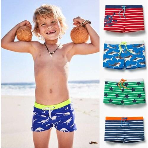 Holiday Boys Kids Swim Trunks Swimming Striped Print Shorts Swimwear School Children Sports 0-6 years