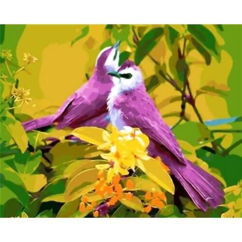 DIY 40X50 Oil Painting By Numbers Bird on tree paint by numbers On Canvas Home Decor Digital Painting chrismas
